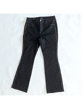 WHITE HOUSE BLACK MARKET WHBM Dark Skinny Pinstripe Embellished Jeans Sz 10